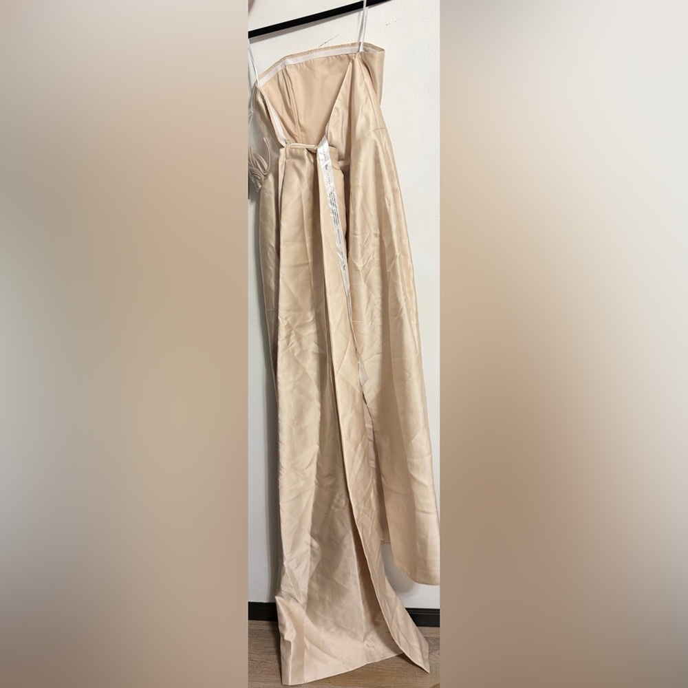 ALFRED SUNG Cream Strapless Satin Dress - Picture 4 of 8